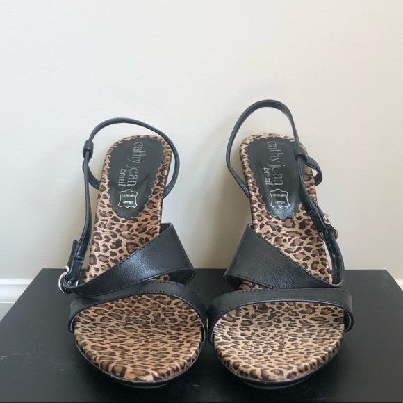 Cathy Jean Black w/Leopard Print Heels - Picture 2 of 3